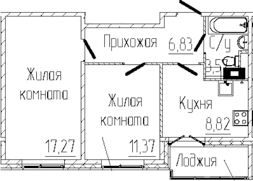 2-комнатная квартира 49.67 м², 8/8 эт., ЖК «SERTOLOVO PARK»